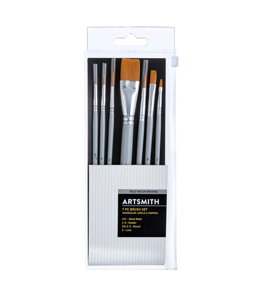 Artsmith 7 pk Gold Taklon Brushes