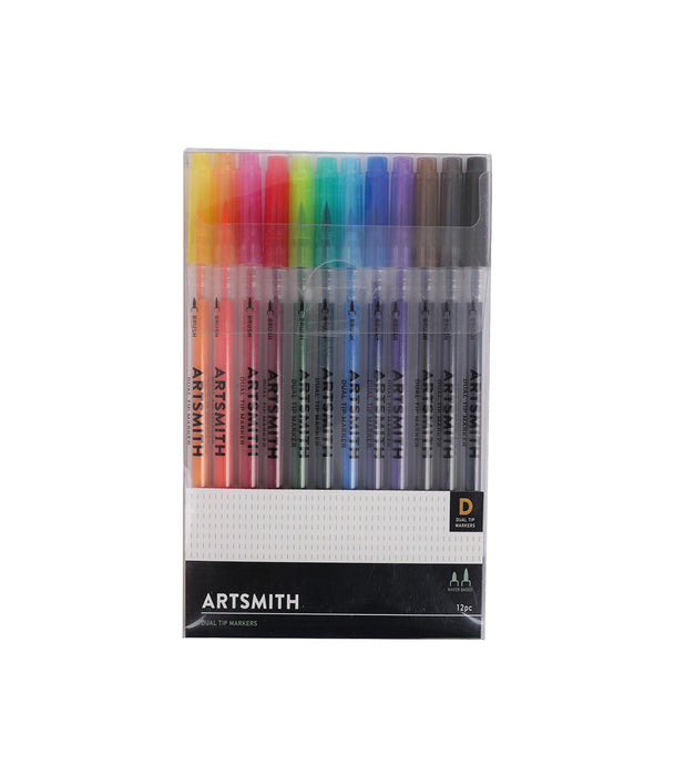 Artsmith 12 pk Dual Tip Brush Markers